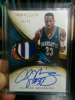 2013-14 Panini Immaculate Alonzo Mourning AU/3clr Patch #21/75