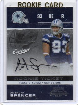 2007 Playoff Contenders Anthony Spencer Rookie Ticket