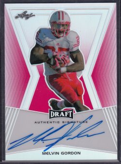 2015 Leaf Metal Draft Melvin Gordon Red Ref. Auto