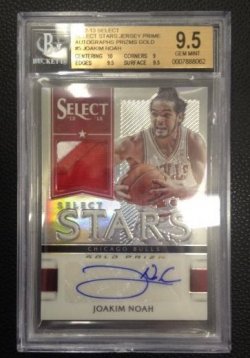 2013 Panini Select Joakim Noah Select Stars Jersey Prime Auto Gold Prizm 6/10 BGS 9.5