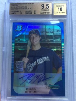 2005 Bowman Draft Picks Chrome Blue Refractors Autographs Ryan Braun