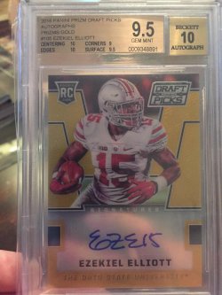 2016 Panini Prizm Draft Picks Ezekiel Elliott RC auto Prizms Gold/10