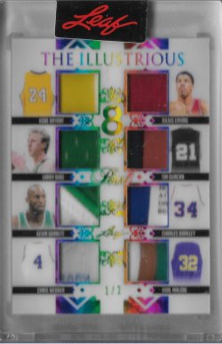 2021-22 Leaf Pearl Multi-Sport The Illustrious 8 Rainbow Kaleidoscope Kobe Bryant / Julius Erving / Larry Bird / Tim Duncan / Kevin Garnett / Charles Barkley / Chris Webber / Karl Malone #ed 1/2