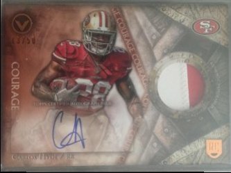 2014 Topps Valor Carlos Hyde Shield of Honor Courage Patch On-card Auto 13/50 RC