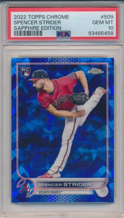   Spencer Strider 2022 Topps Chrome Sapphire RC PSA 10