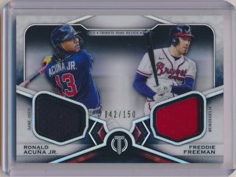    Ronald Acuna and Freddie Freeman 2021 Topps Tribute Dual Player Relics /150