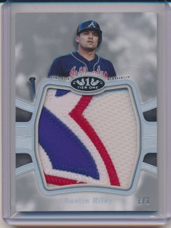    Austin Riley 2020 Topps Tier One Prodigious Patches Platinum 1/1