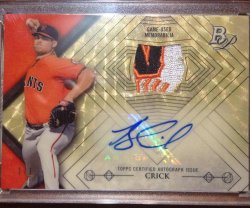 2014 Bowman Platinum Kyle Crick Superfractor Relic Auto