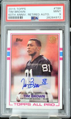 2015 Topps Football Tim Brown 60th Anniversary Retired Auto