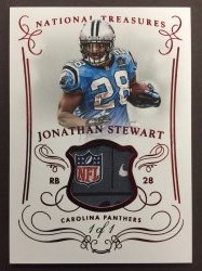 2014  National Treasures Jonathan Stewart Laundry Tag Shield Patch 1/1