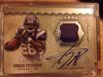 2012 Topps Five star Adrian Peterson 2012 Five Star Jersey Auto/75