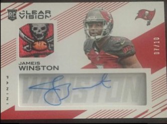 2015 Panini Clear Vision Jameis Winston Logo Patch On-card Acetate Auto 07/10 RC