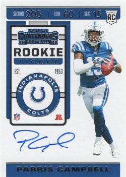  Panini  Parris Campbell 2019 Panini Contenders RC Autograph