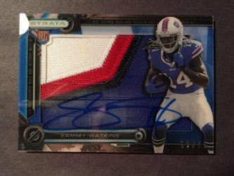 2014 Topps Strata #CCAR-SW Sammy Watkins "Clear Cur Auto. Rookie Relic - Sapphire Patch" (62/75)