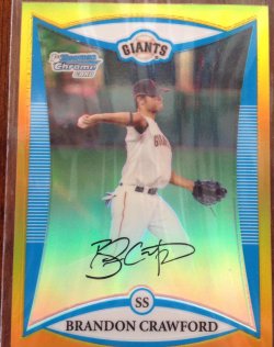 2008 Bowman Chrome DP&P Brandon Crawford Gold Ref.
