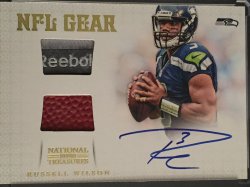2012 Panini Panini National Treasures NFL Gear Combos Signatures Prime #7 Russell Wilson EXCH