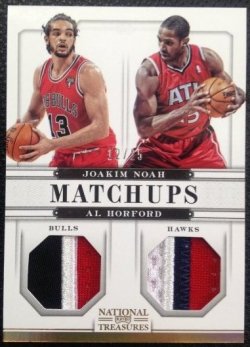 2013 Panini National Treasures  Joakim Noah/Al Horford Matchups Prime Patch 12/25