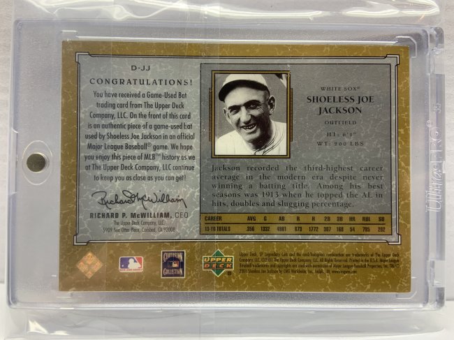 Sold at Auction: #36/50 Produced - Shoeless Joe Jackson Facsimile Die Cut  Autograph Supreme Cuts Card - Scarce!
