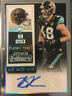 2015 Panini Contenders  Ben Koyack Playoff Ticket 148 87/125