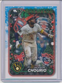    Jackson Chourio 2024 Topps Holiday Photo Variations (elf hat) RC