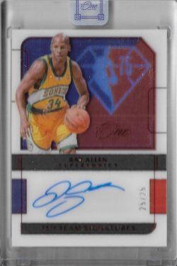 2021-22 Panini One and One 75th-Team Signatures Red Ray Allen #ed 25/25