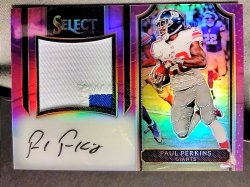 2016 Panini Select Paul Perkins Rookie Jumbo Signature Swatches Purple Prizm