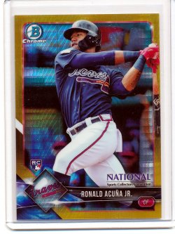    Ronald Acuna 2018 Bowman Chrome National Convention Gold Prism Refractor RC /50