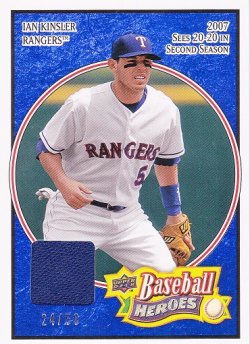 2008 UD Baseball Heroes Jersey Navy Blue Ian Kinsler