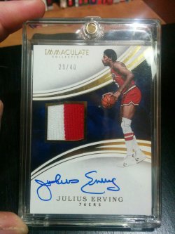 2015-16 Panini Immaculate Julius Erving AU/2clr Patch #29/40