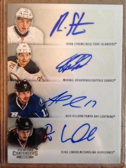 2013 Panini Panini Contenders Quad Auto Strome Grigorenko Killorn & Lindholm C4-RK5