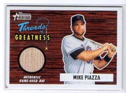    Mike PIAZZA BAT card 2004 Bowman Heritage Threads of Greatness (soft corner)