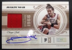2011 Panini National Treasures  Joakim Noah Century Jersey Auto 13/25
