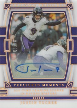    Justin Tucker 2022 Panini National Treasures Treasured Moment Autograph Holo Gold 