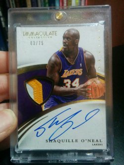 2014-15 Panini Immaculate Shaquille ONeal AU/3clr Patch #03/75