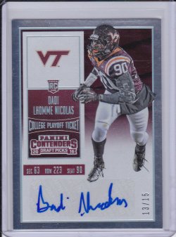    Dadi Lhomme Nicolas 2016 Panini Contenders Draft Picks College Playoff Ticket RC AUTO /15