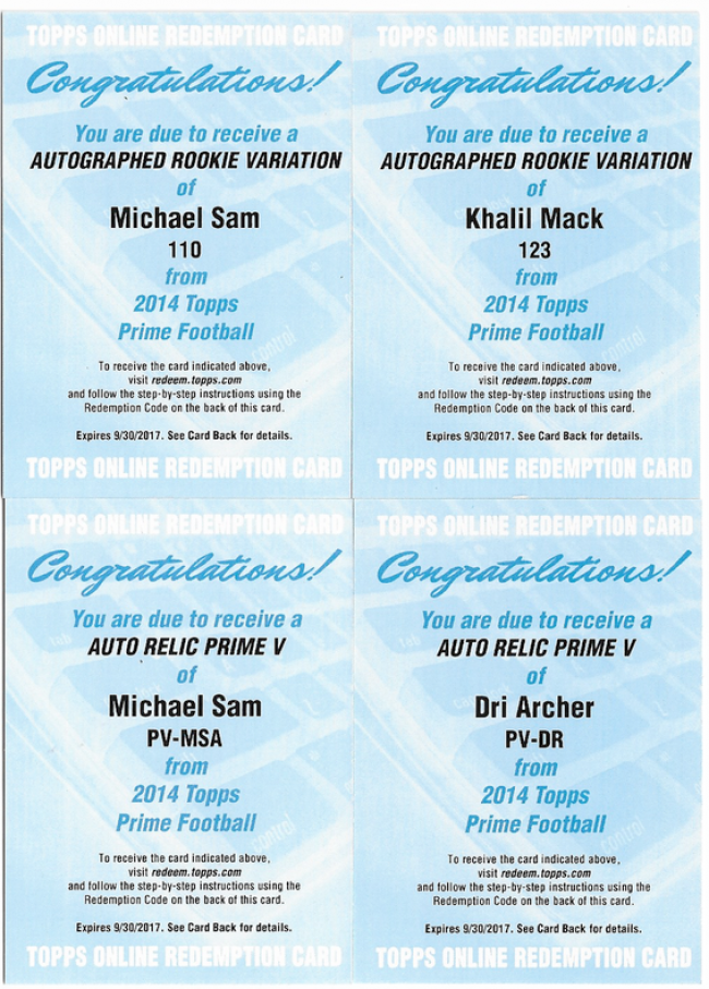 2 Boxes of 2014 Topps Prime4 expired redemptions - Blowout