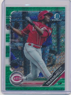   Taylor Trammell 2019 Bowman Chrome Prospects Green Shimmer Refractor /99