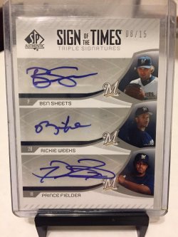 2006 Upper Deck SP Athentic Sign of the Times Autographs Triple Sheets/Weeks/Fielder