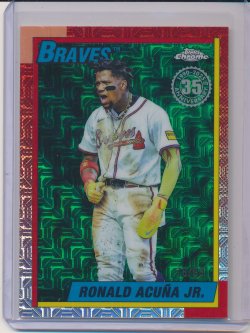    Ronald Acuna Jr. 2025 Topps Update 1990 Topps Silver Pack Chrome Green Refractor /99