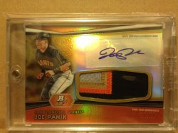 2012 Bowman Platinum Joe Panik Gold Relic Auto