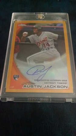 2010 Topps topps chrome Austin Jackson gold refractor autograph