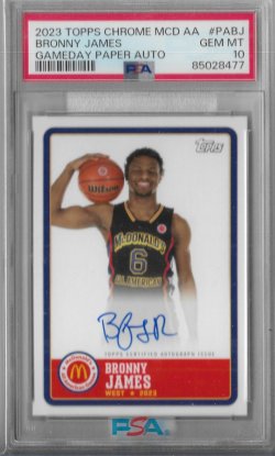 2023 Topps Chrome McDonalds All American Gameday Paper Autograph Bronny James