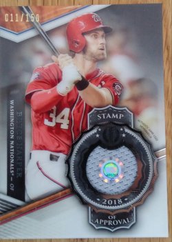2018 Topps Stamp of Approval Relic Card Bryce Harper -  G.U. Jersey -  # 011/150