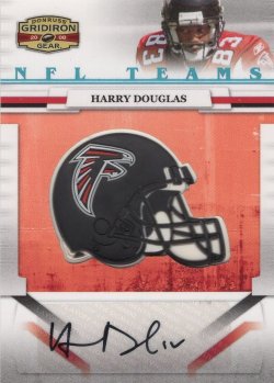 Donruss  Harry Douglas 2008 Donruss Gridiron Gear NFL Teams Helmet Logo Auto 