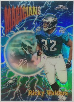 1997 COLLECTORS EDGE #35 RICKY WATTERS- PHILADELPHIA EAGLES RIPPED INSERT  CARD