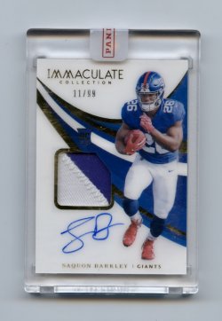    2018 Immaculate Collection #102 Saquon Barkley JSY AU RC/99