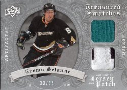2008/09  Artifacts Treasured Swatches Jersey/Patch Combo Silver Selanne