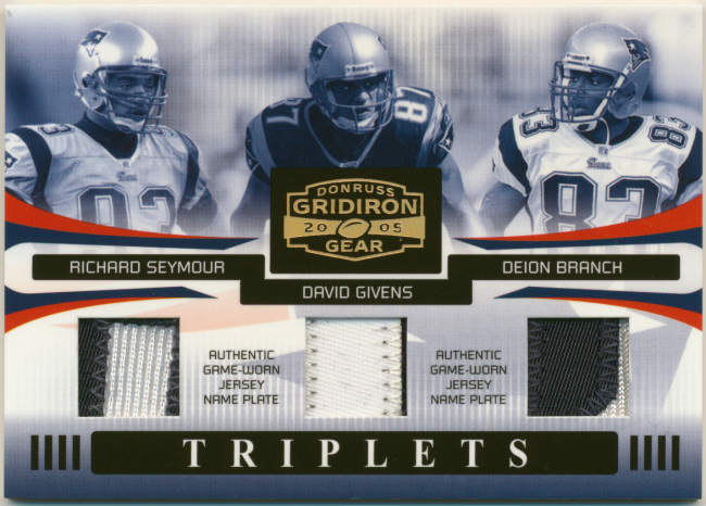 At Auction: 2 NFL GAME USED 3 COLOR PATCH CARDS (GM)