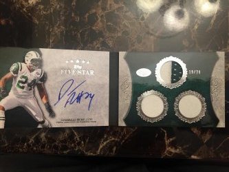 2010 Topps Five Star Darrelle Revis Auto/Patch/2 Swatch Auto