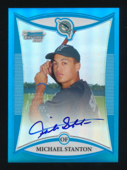 2008 Bowman Bowman Chrome Draft Blue Refractor Auto Michael Stanton
